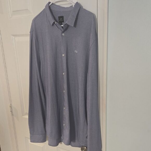 Armani Exchange Blue Casual Button Down Shirt Classic Collar - Picture 1 of 7